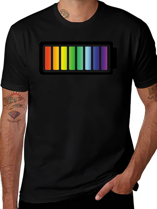 Rainbow Battery Graphic Black T-Shirt