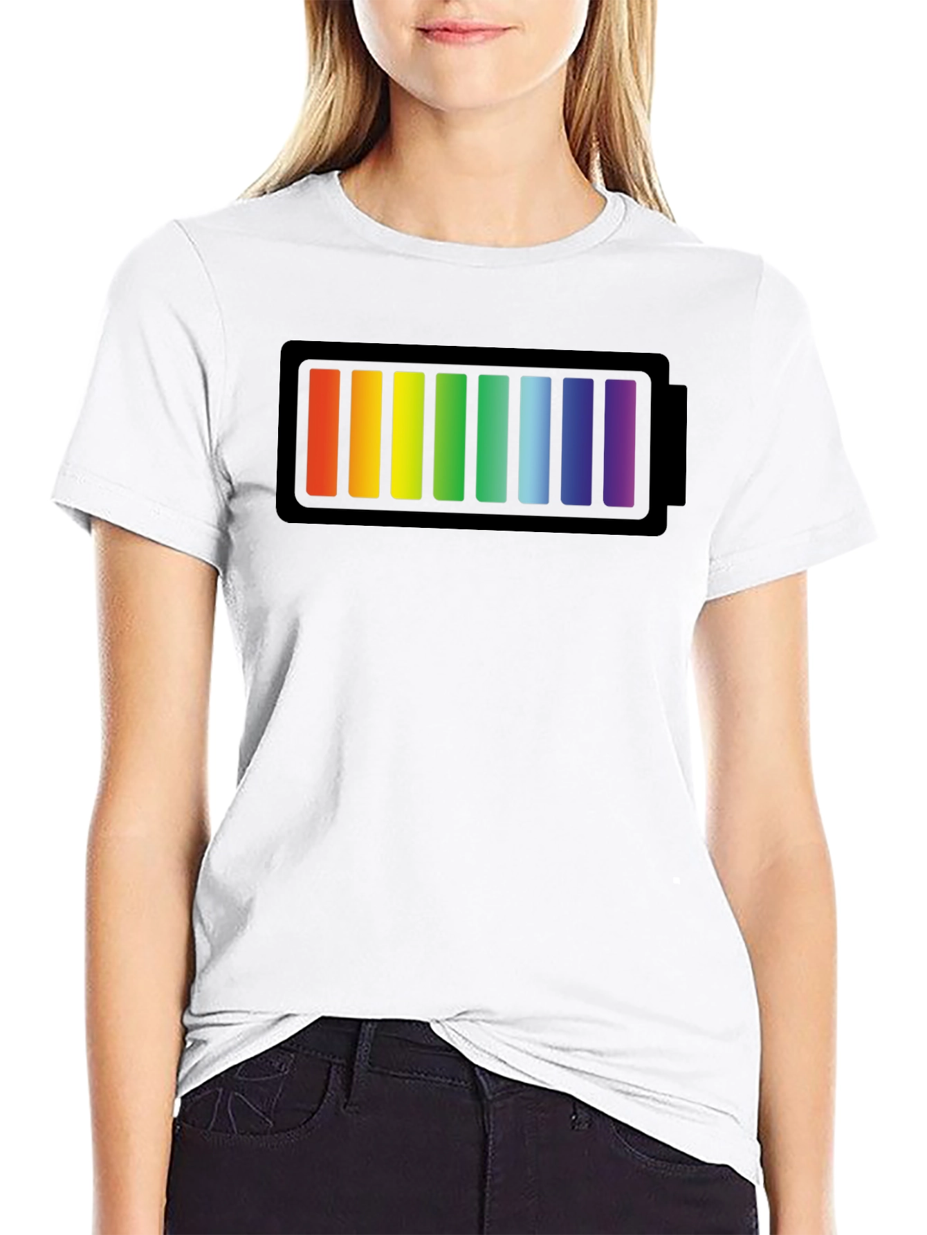 Rainbow Battery Graphic Black T-Shirt