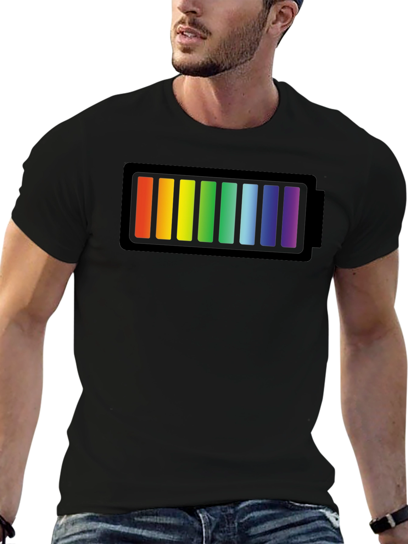 Rainbow Battery Graphic Black T-Shirt