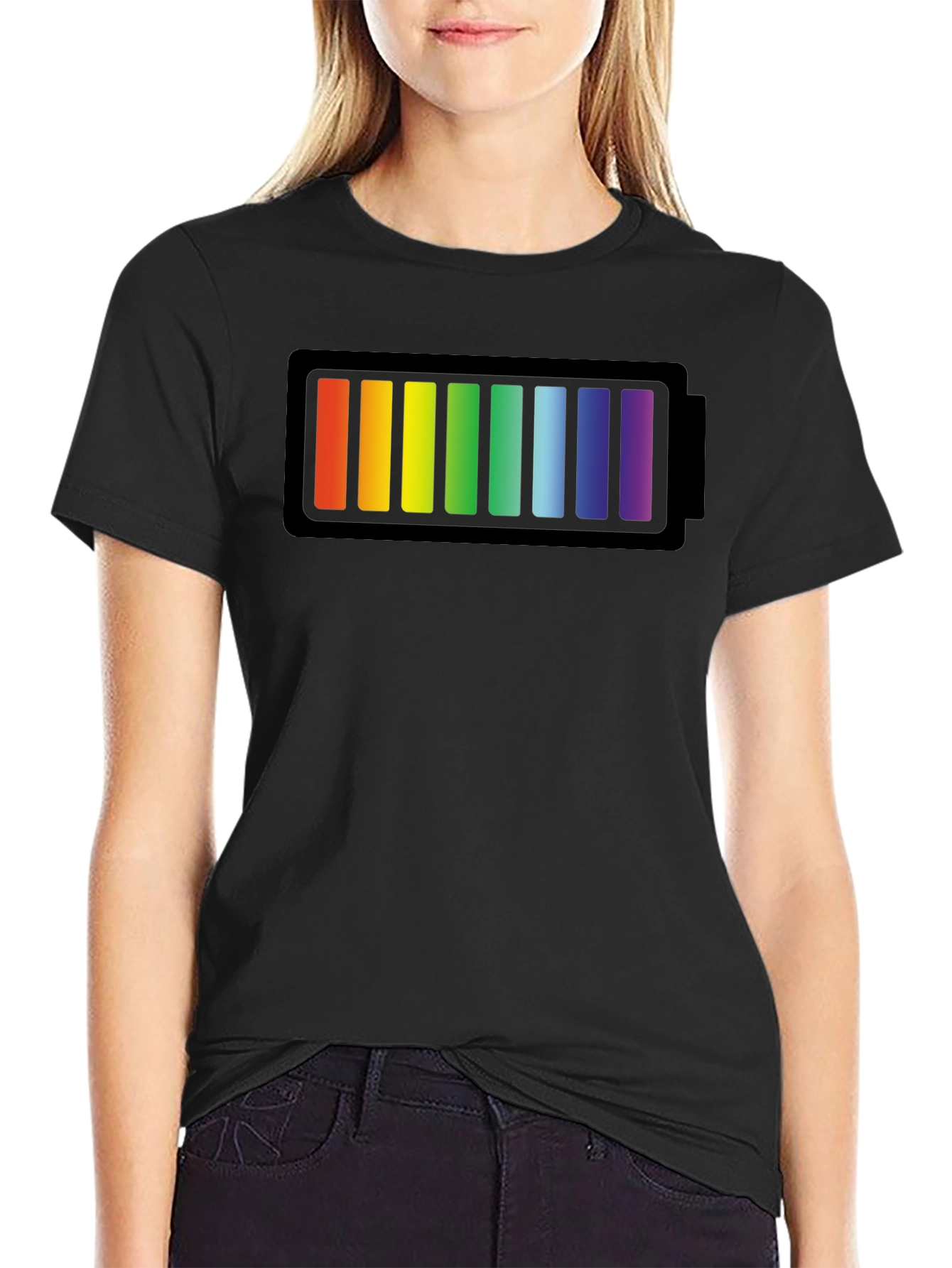 Rainbow Battery Graphic Black T-Shirt