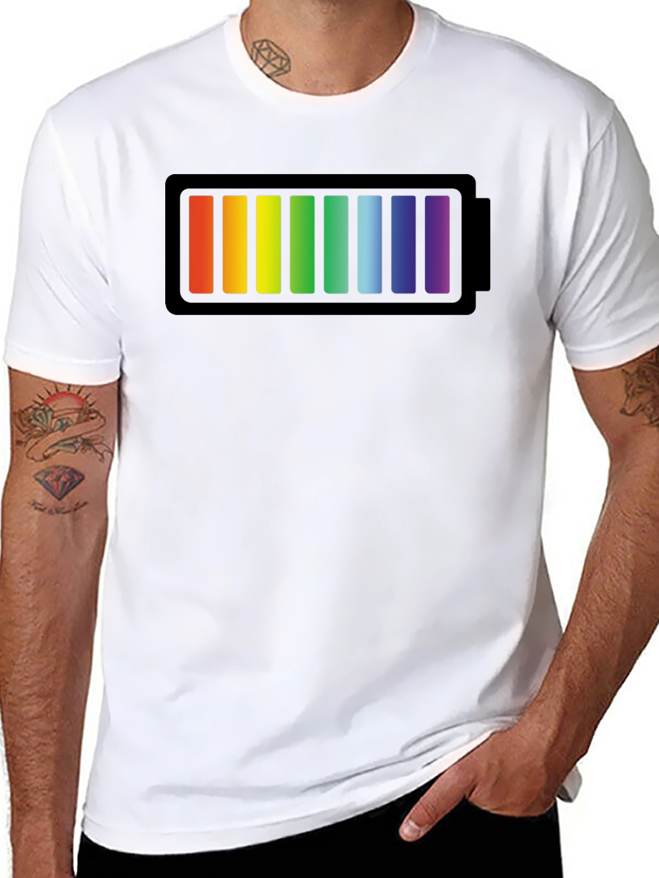 Rainbow Battery Graphic Black T-Shirt