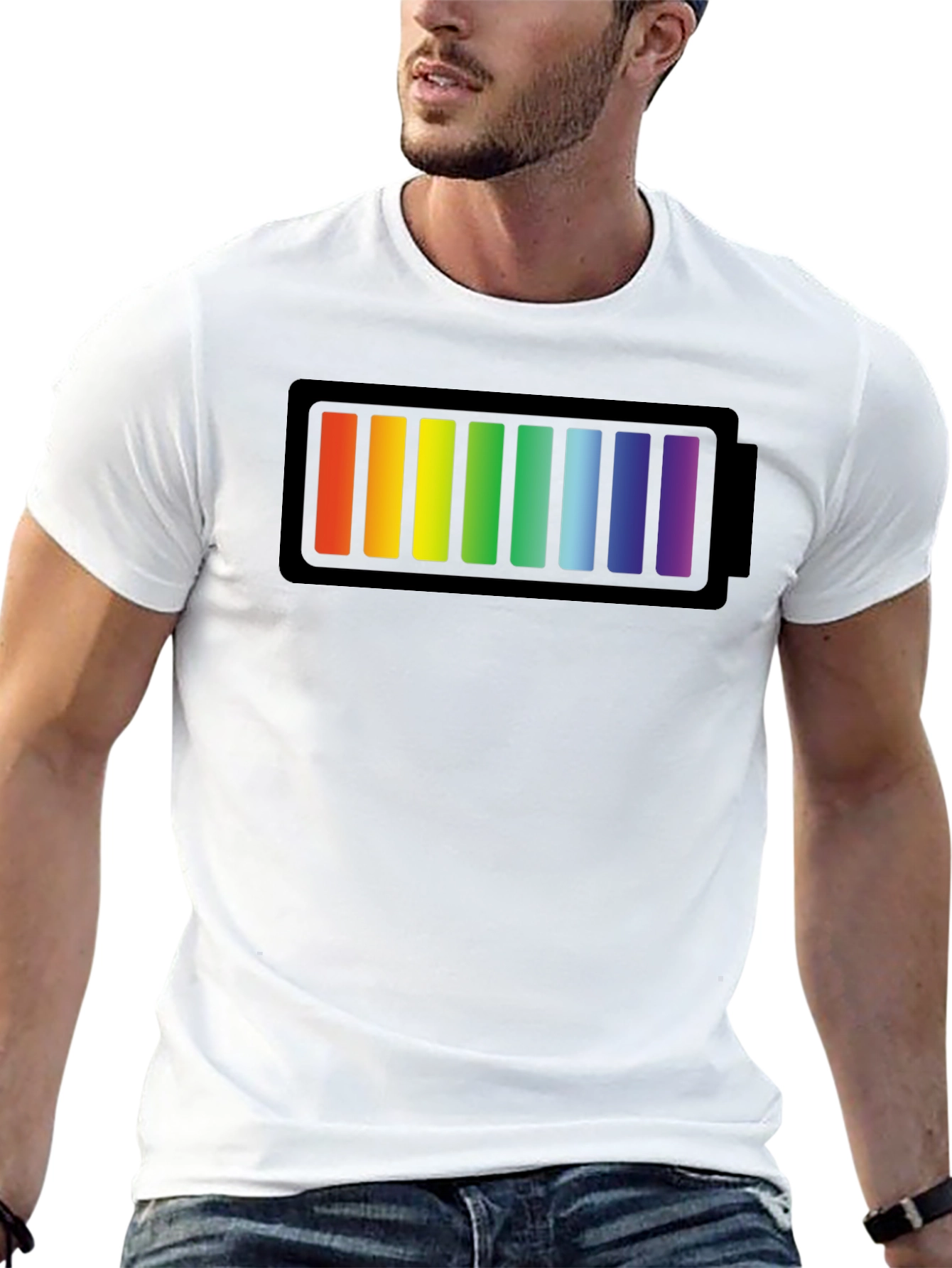 Rainbow Battery Graphic Black T-Shirt