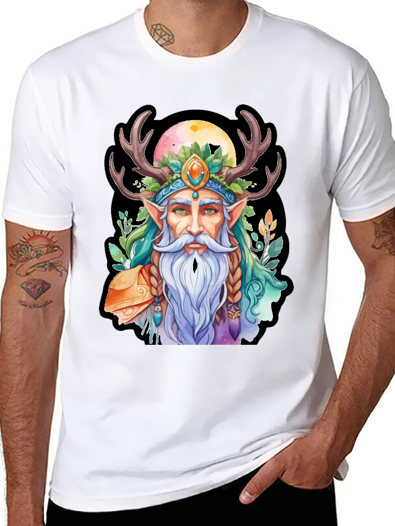 Whimsical Druid Graphic Tee - Black
