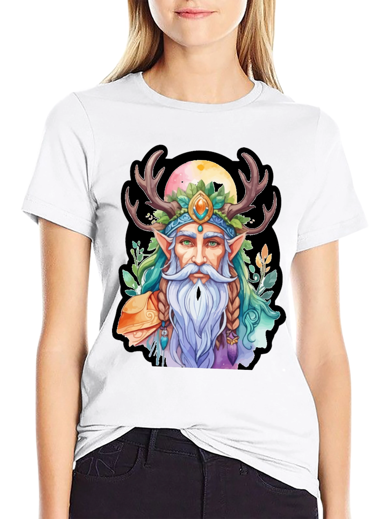 Whimsical Druid Graphic Tee - Black