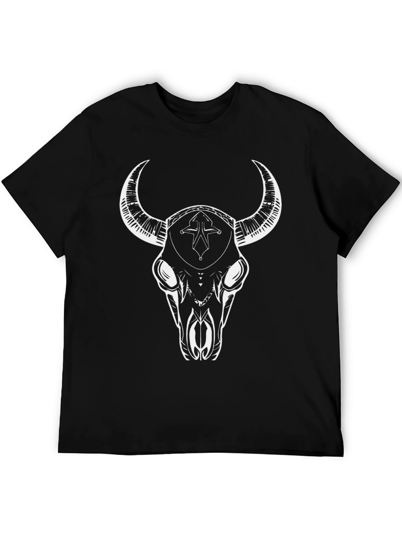 Skull Tee - Western Bull Graphic Black T-Shirt