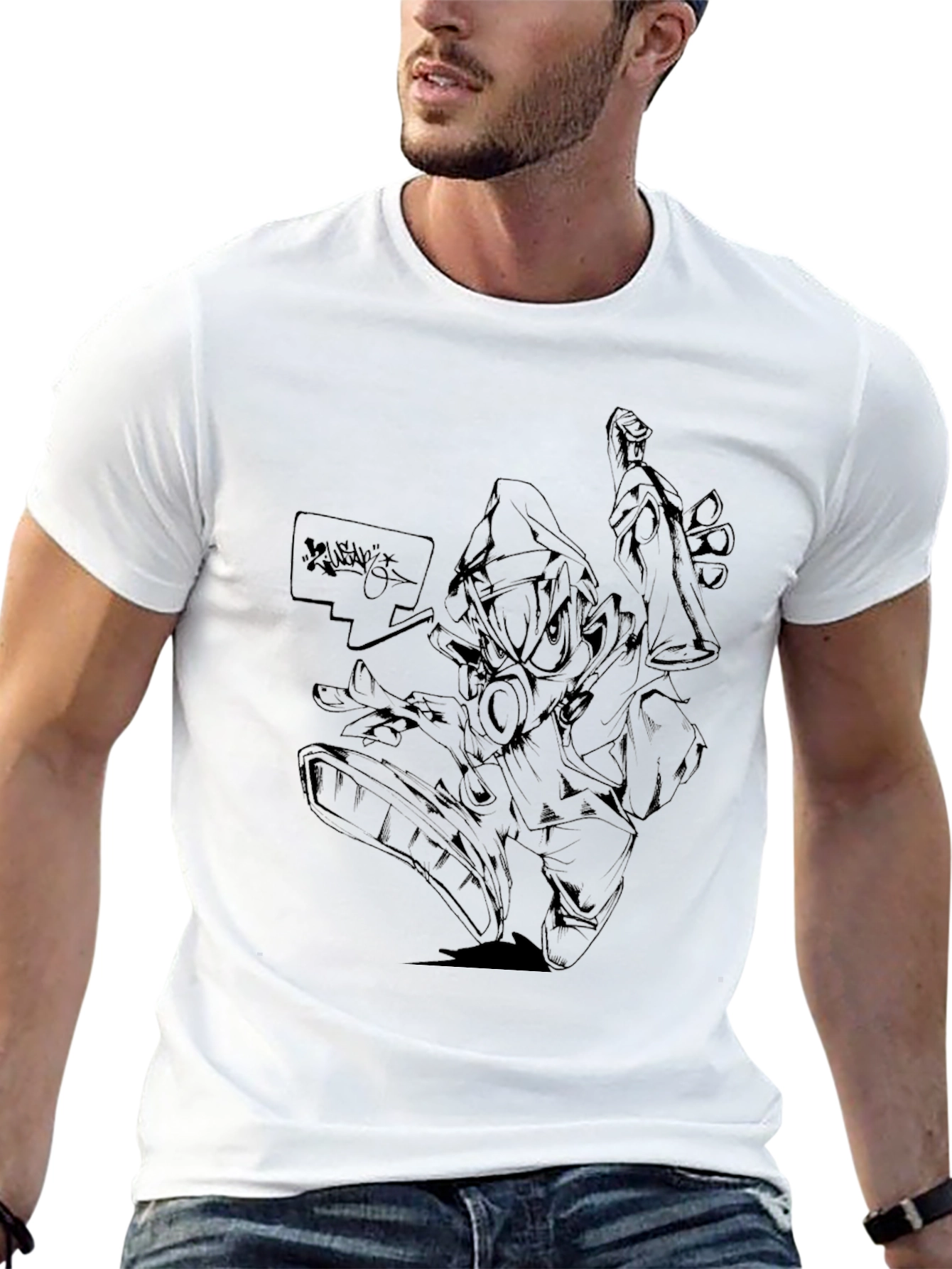 Graphic Print Black Tee