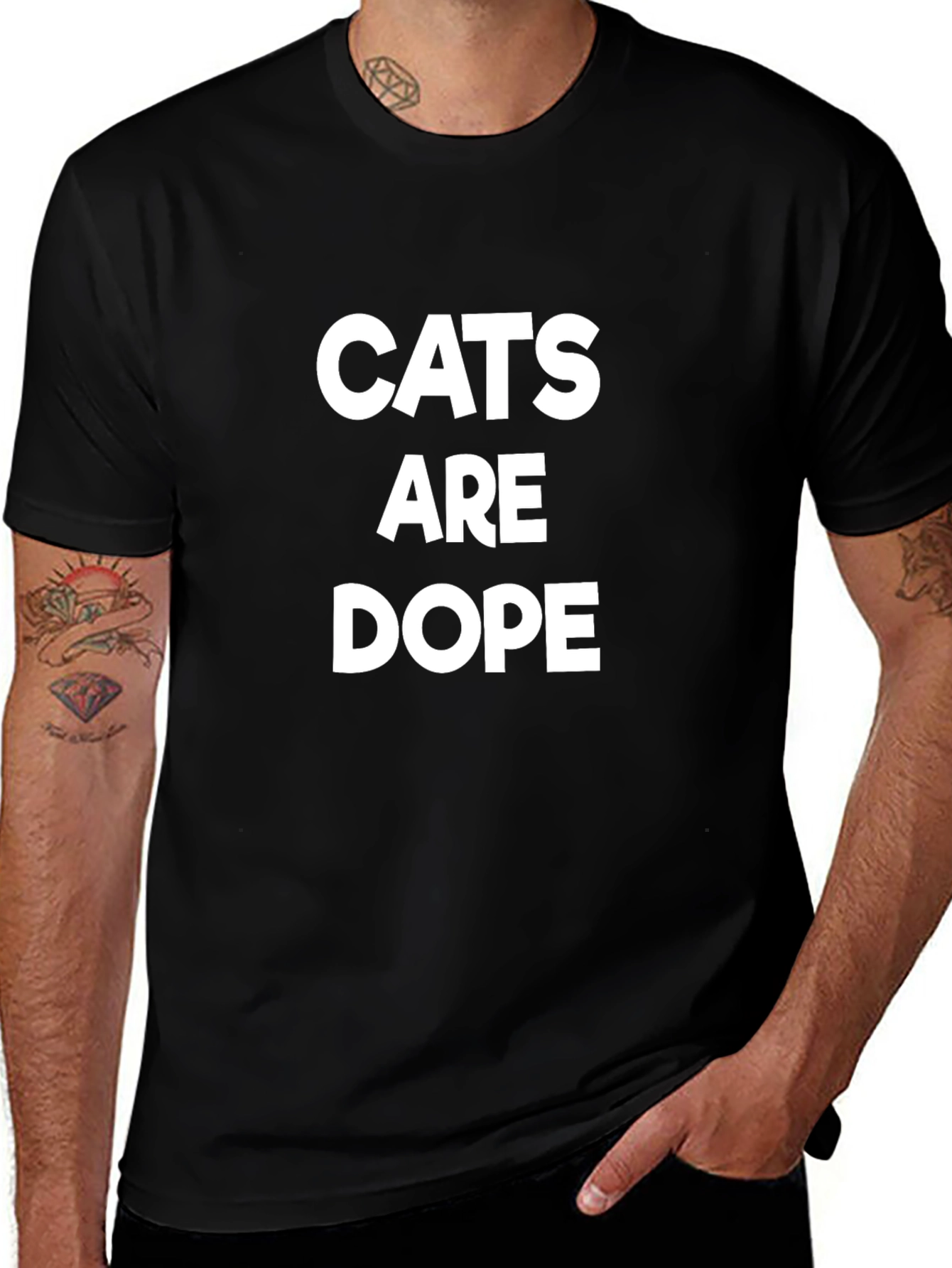 Cats Are Dope Graphic Print Crew Neck T-Shirt