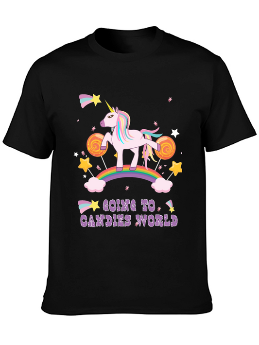 Unicorn Candies World Black T-Shirt