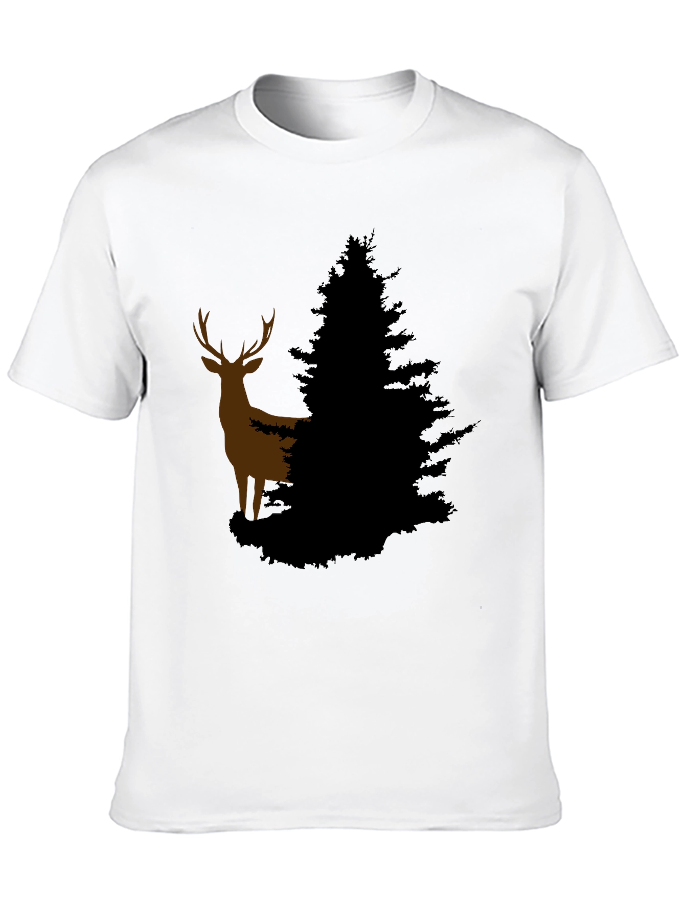 Deer and Evergreen Tree Graphic T-Shirt