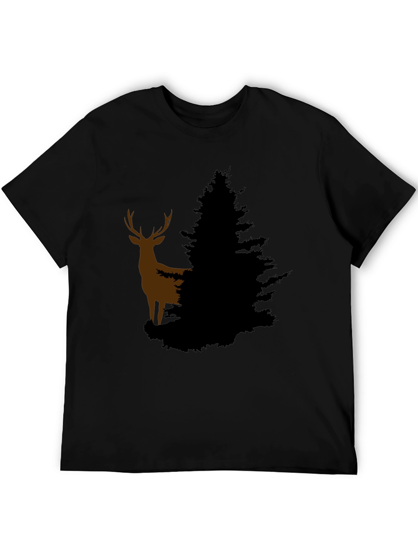 Deer and Evergreen Tree Graphic T-Shirt