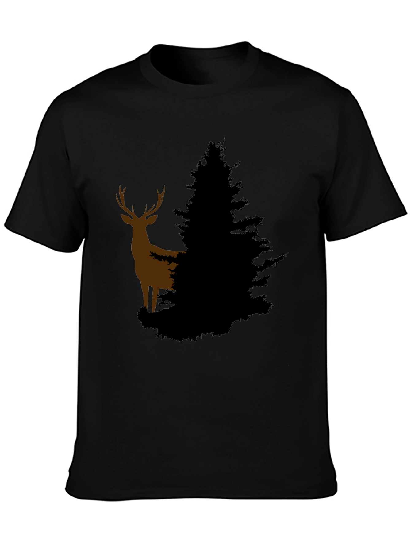 Deer and Evergreen Tree Graphic T-Shirt