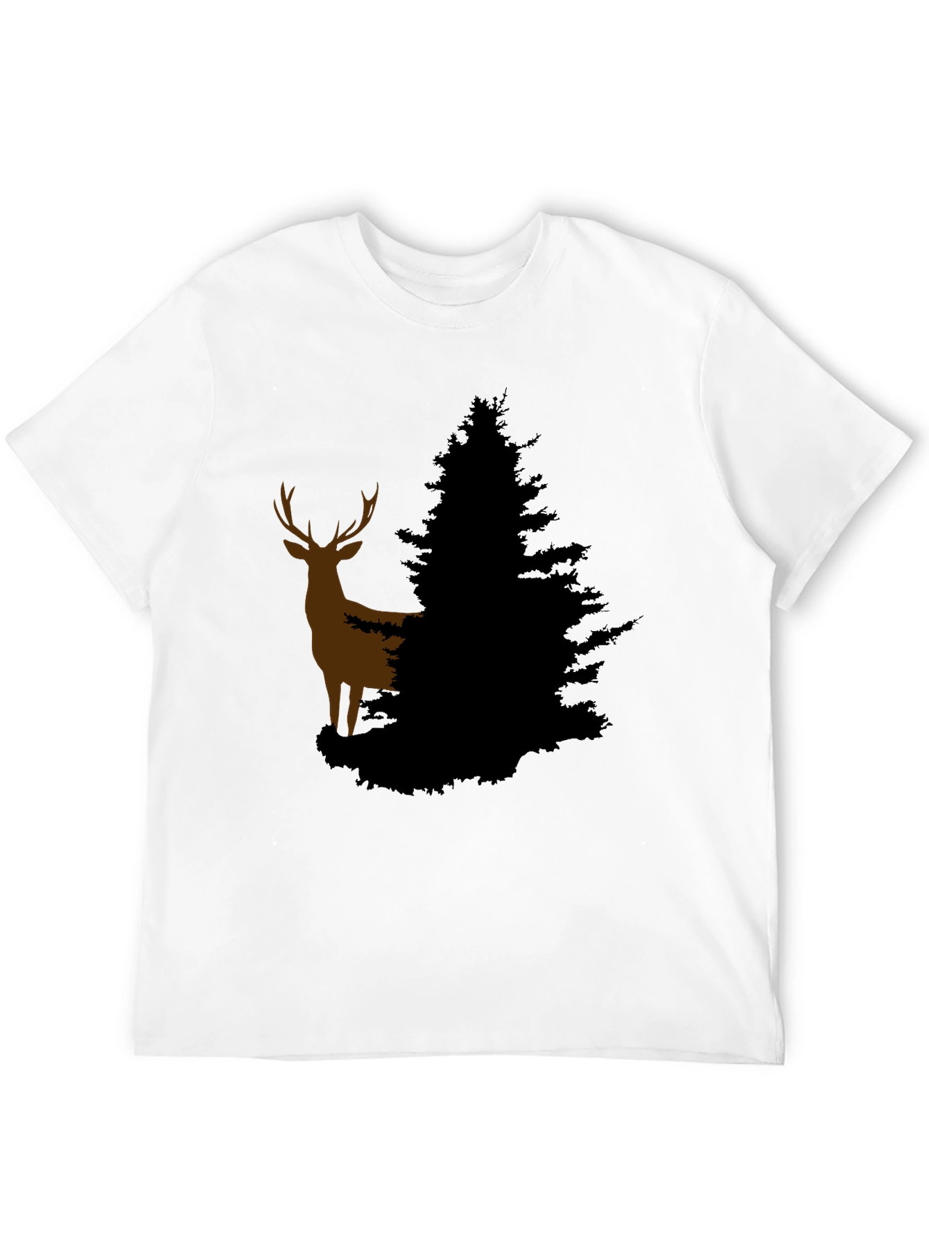 Deer and Evergreen Tree Graphic T-Shirt