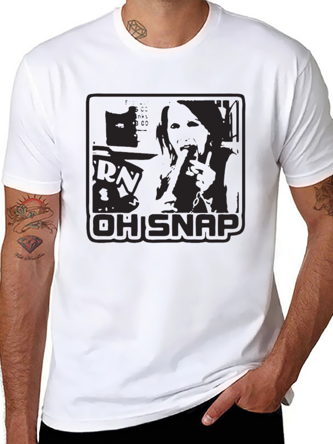 Mens Oh Snap Graphic Print Black T-Shirt