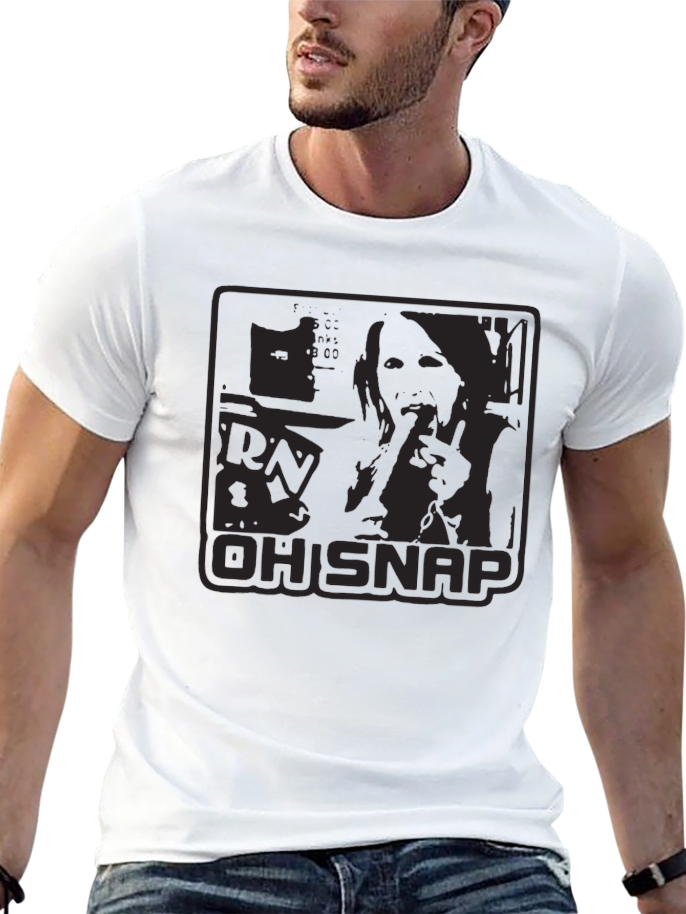 Mens Oh Snap Graphic Print Black T-Shirt