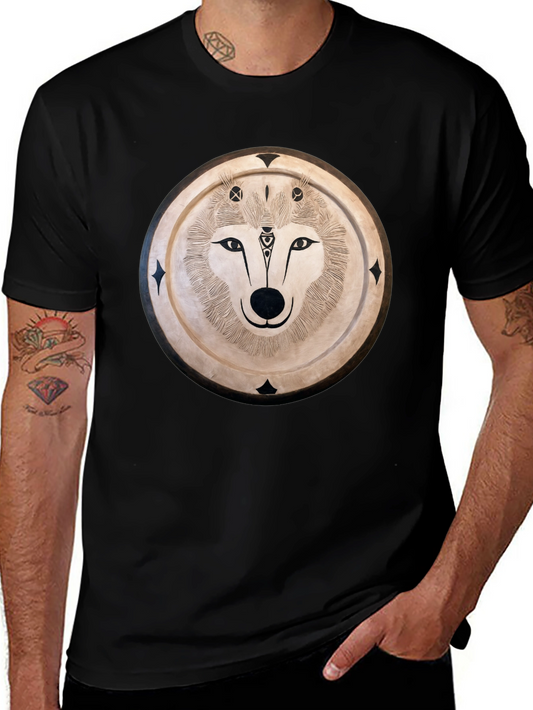Wolf Mandala Graphic Tee - Mens Black T-Shirt