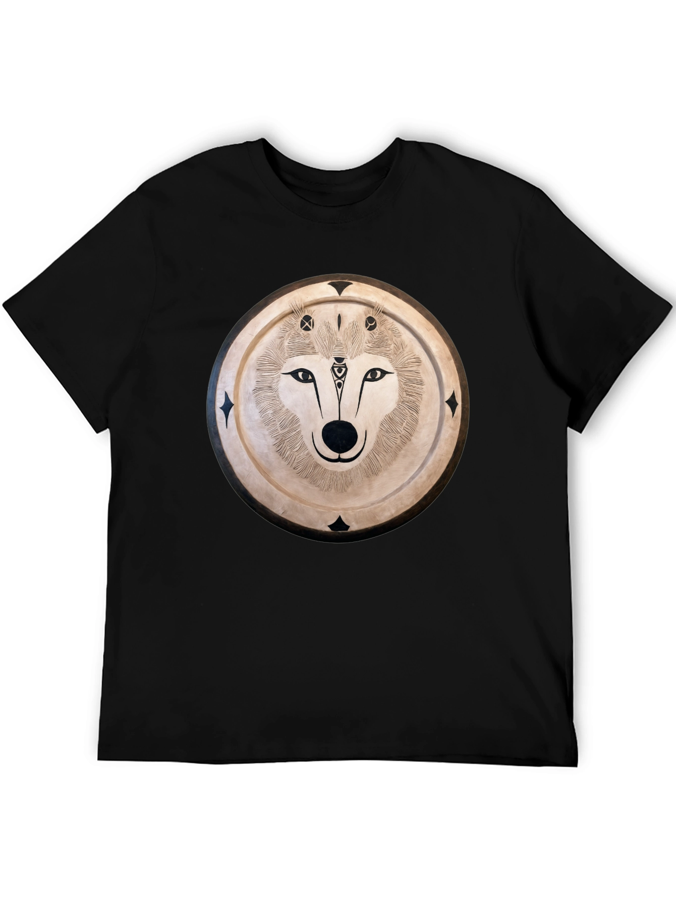 Wolf Mandala Graphic Tee - Mens Black T-Shirt