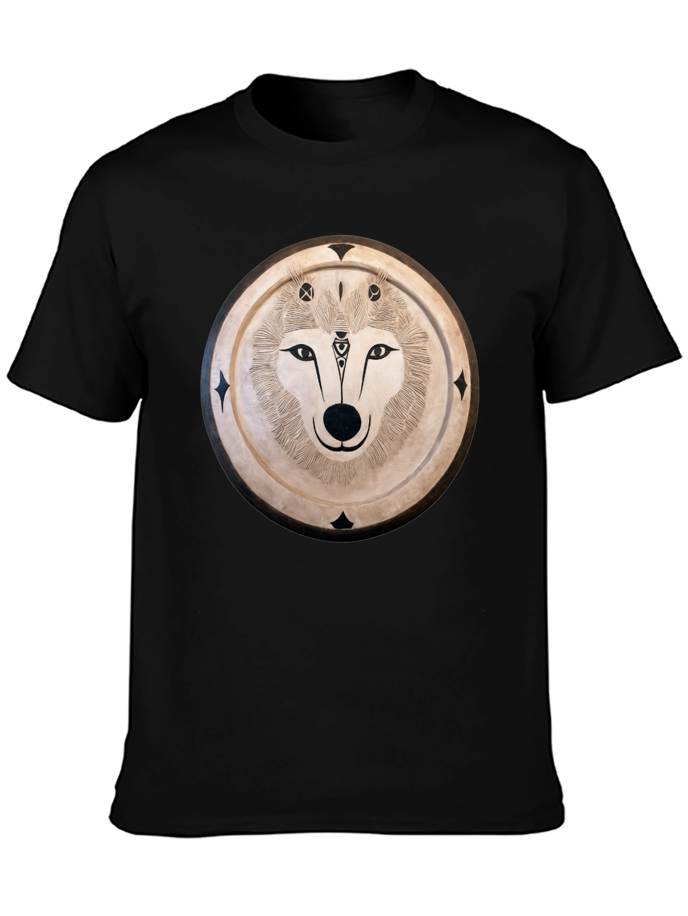 Wolf Mandala Graphic Tee - Mens Black T-Shirt