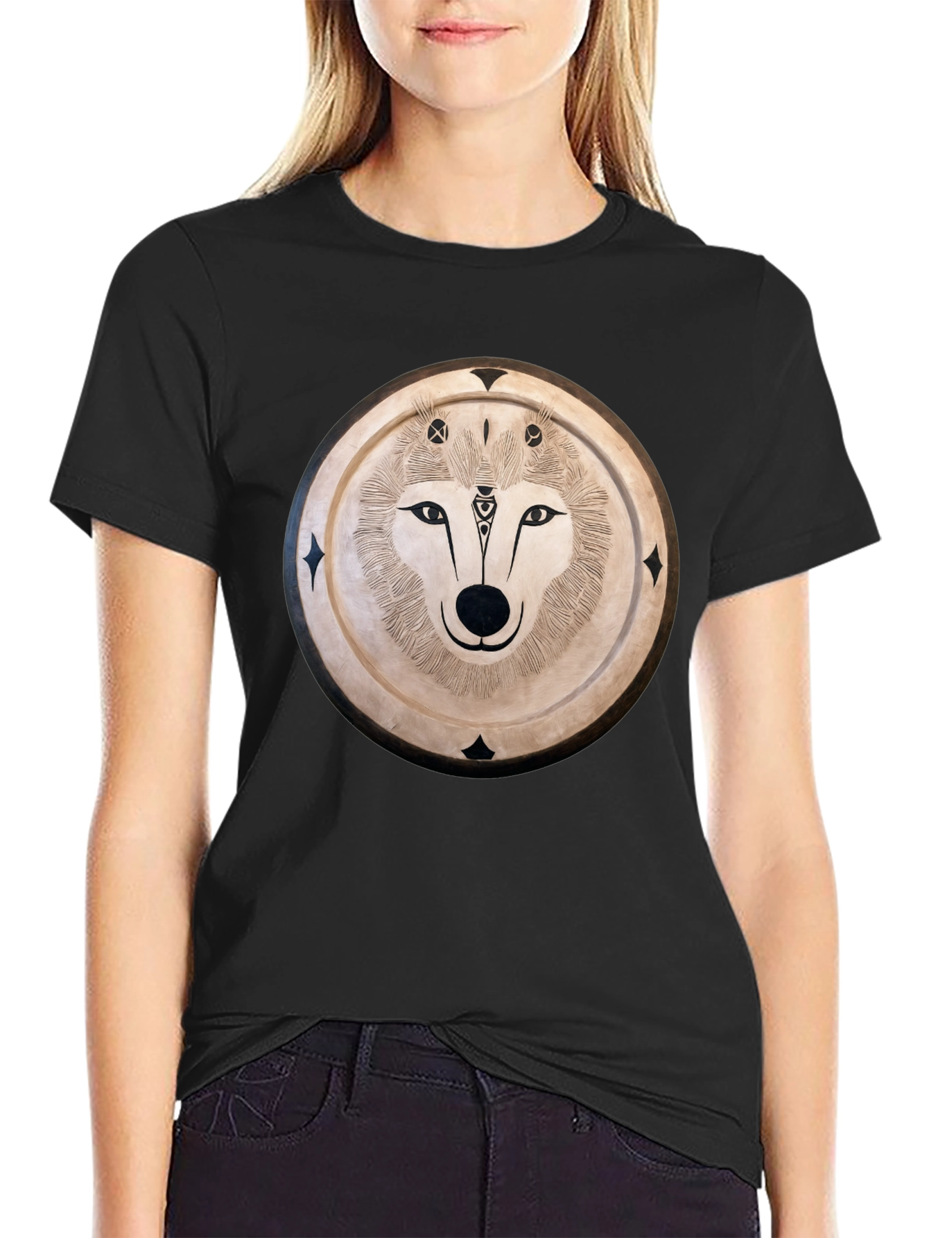 Wolf Mandala Graphic Tee - Mens Black T-Shirt