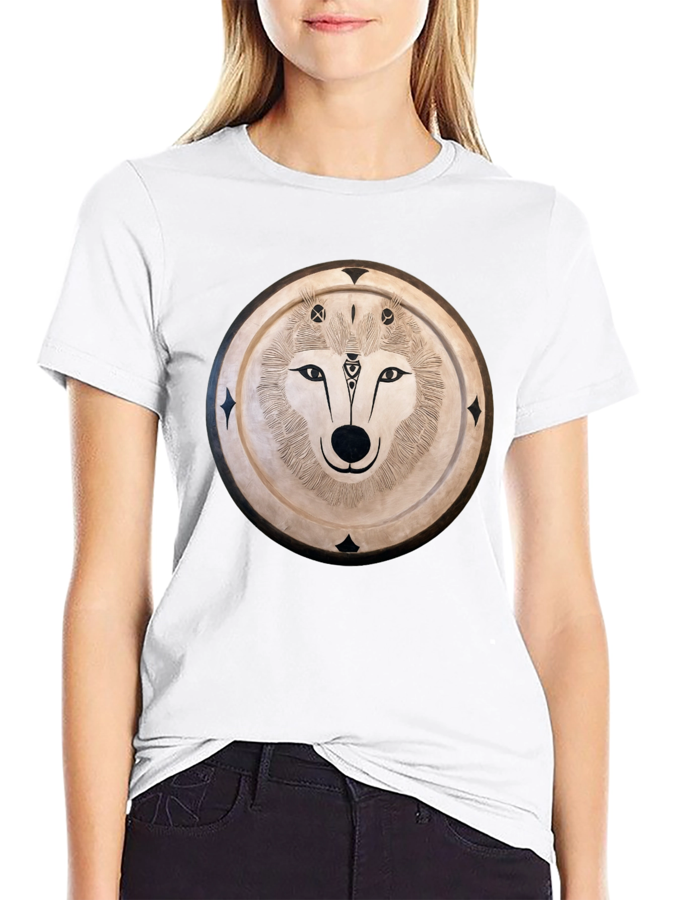 Wolf Mandala Graphic Tee - Mens Black T-Shirt