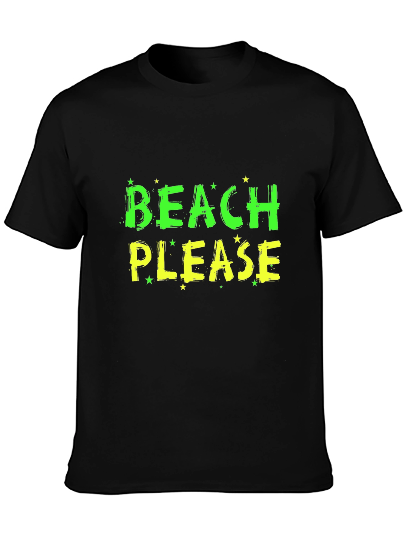 Beach Please Graphic Tee - Black Cotton T-Shirt