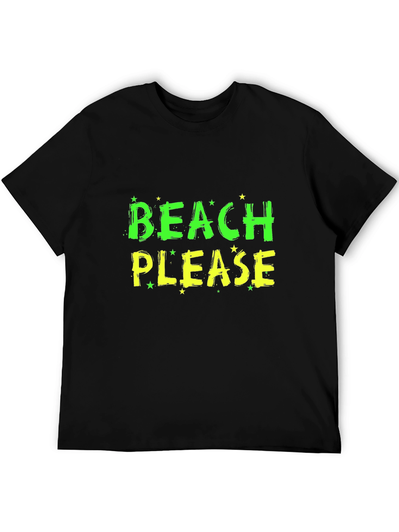 Beach Please Graphic Tee - Black Cotton T-Shirt