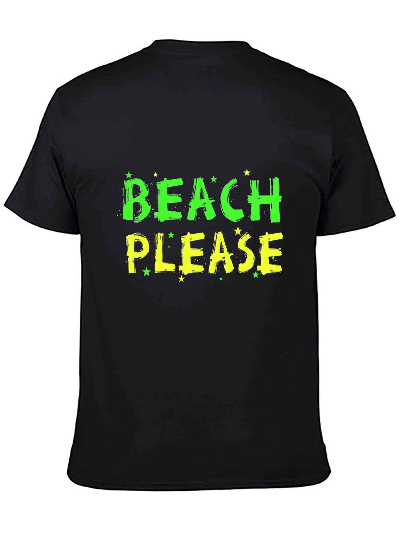 Beach Please Graphic Tee - Black Cotton T-Shirt