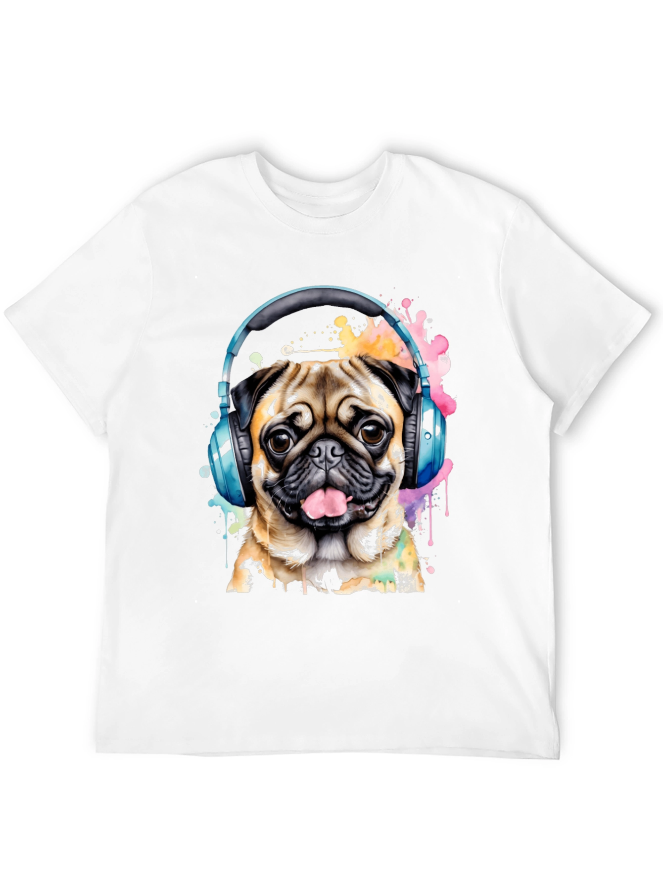 Pug in Headphones Graphic Tee