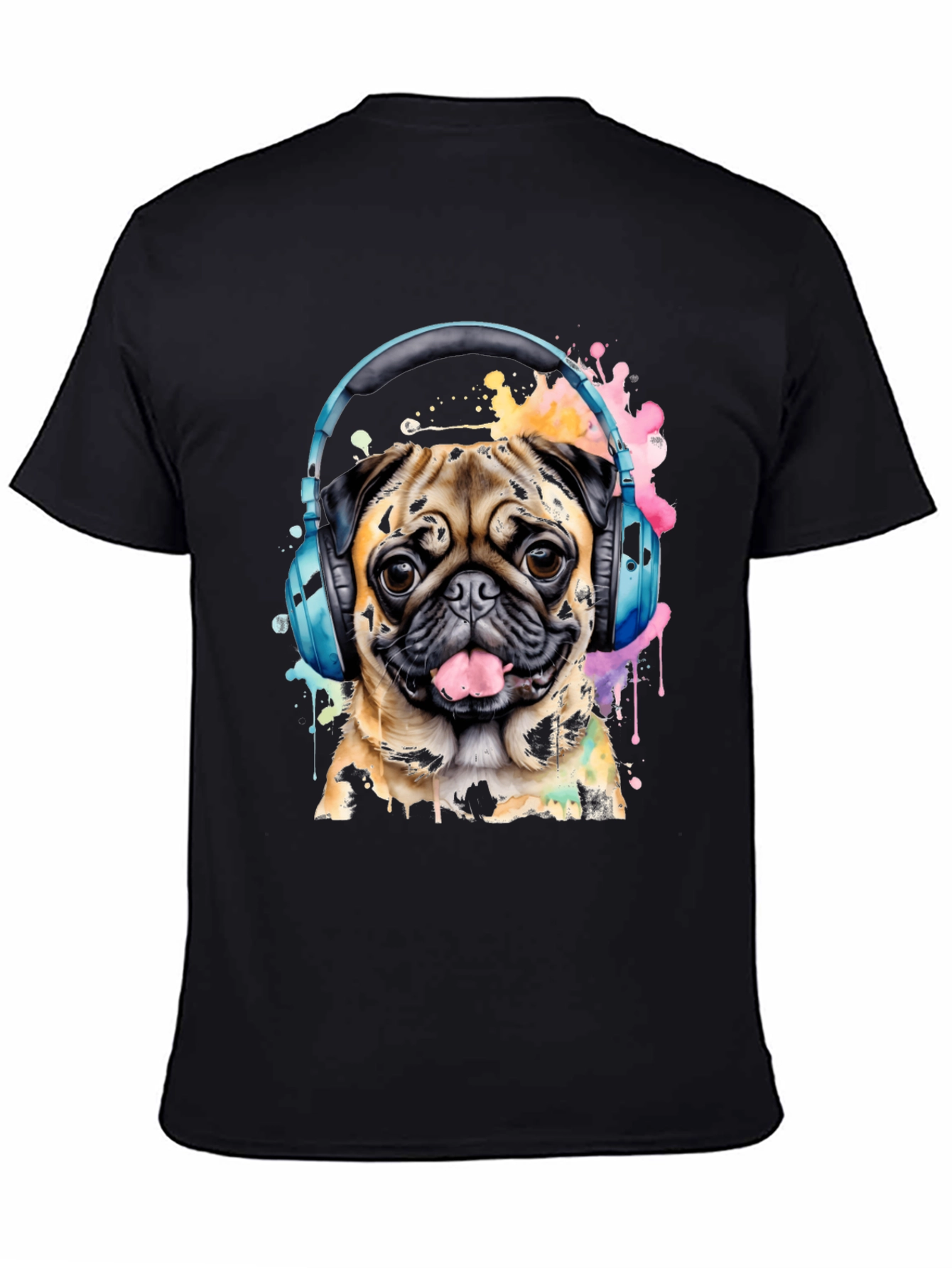 Pug in Headphones Graphic Tee