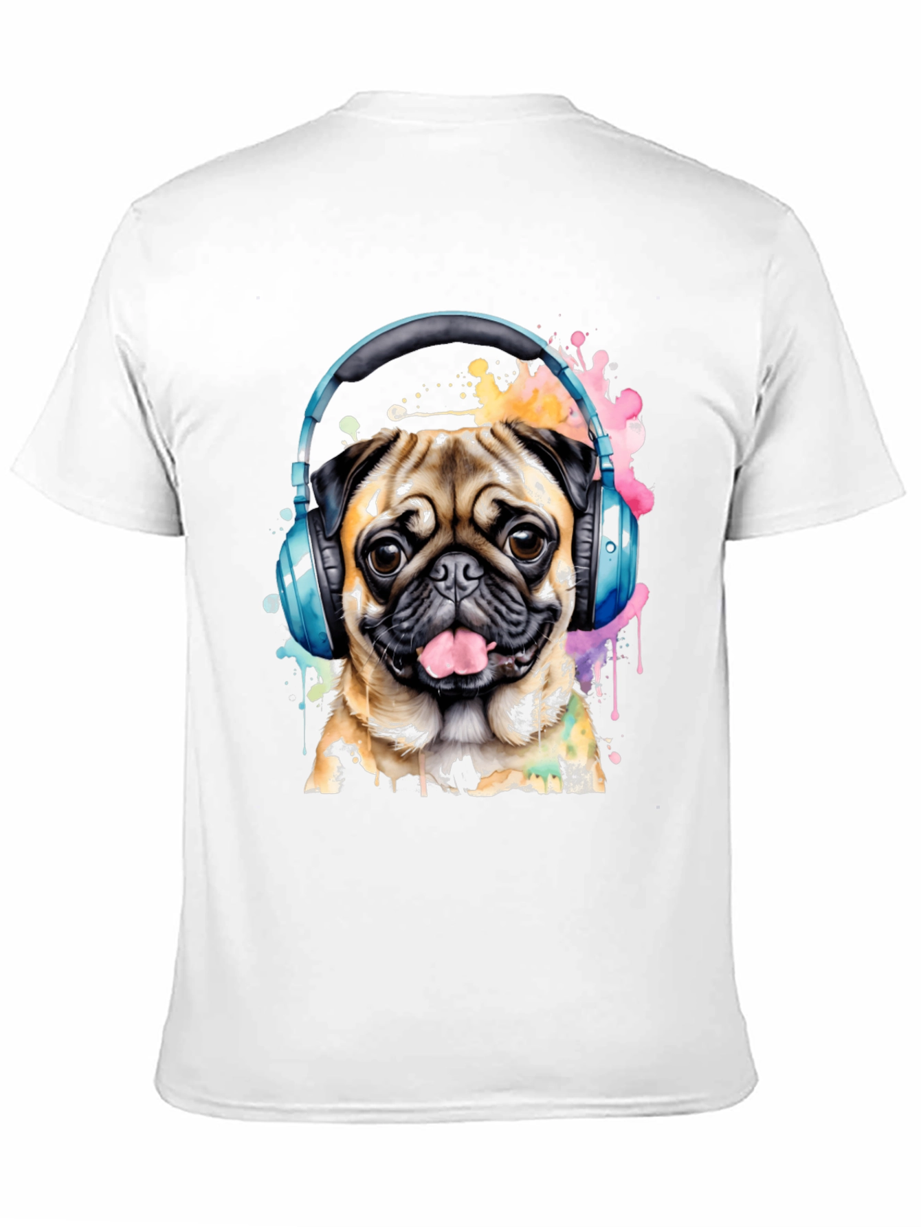 Pug in Headphones Graphic Tee