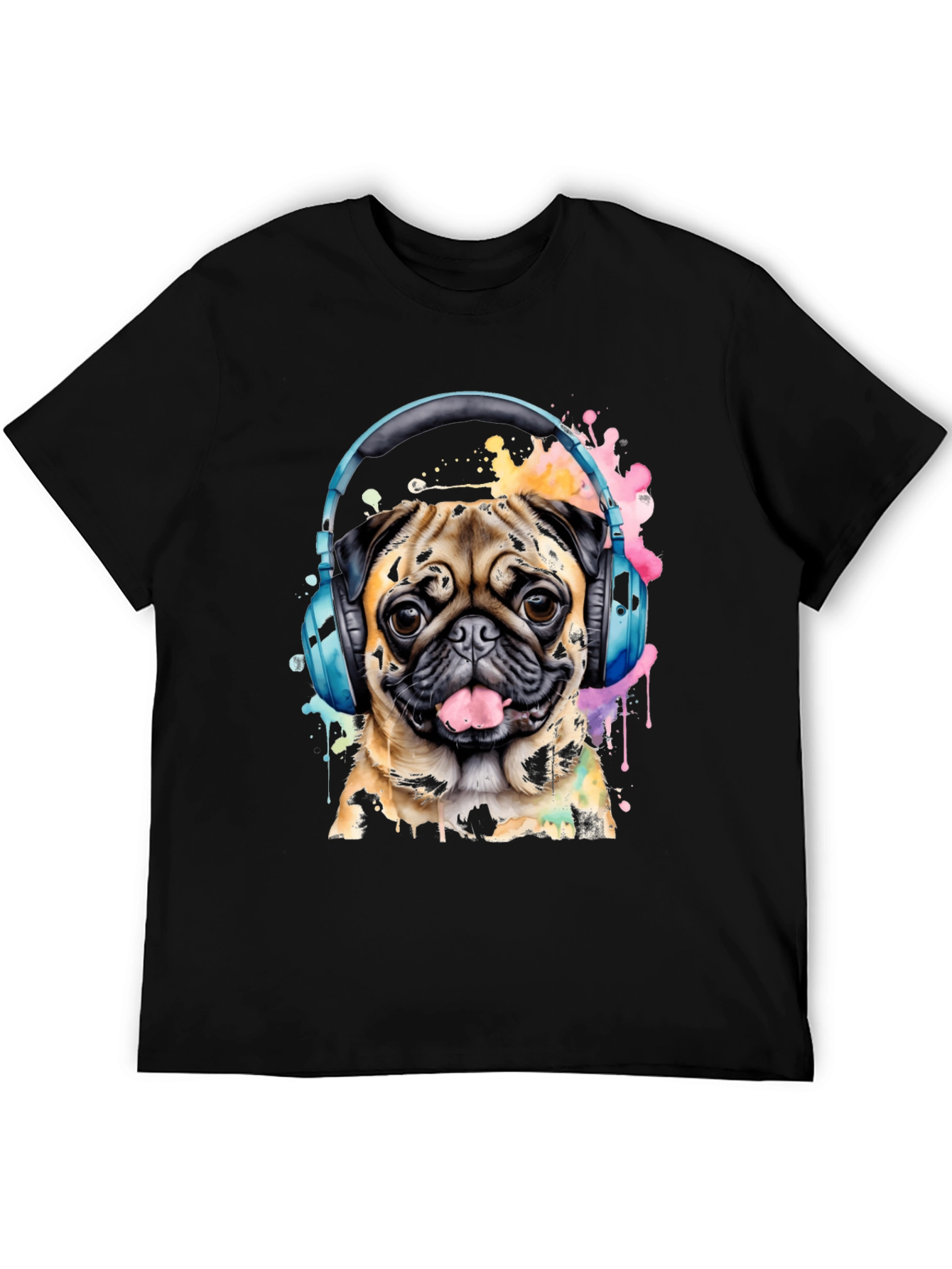 Pug in Headphones Graphic Tee