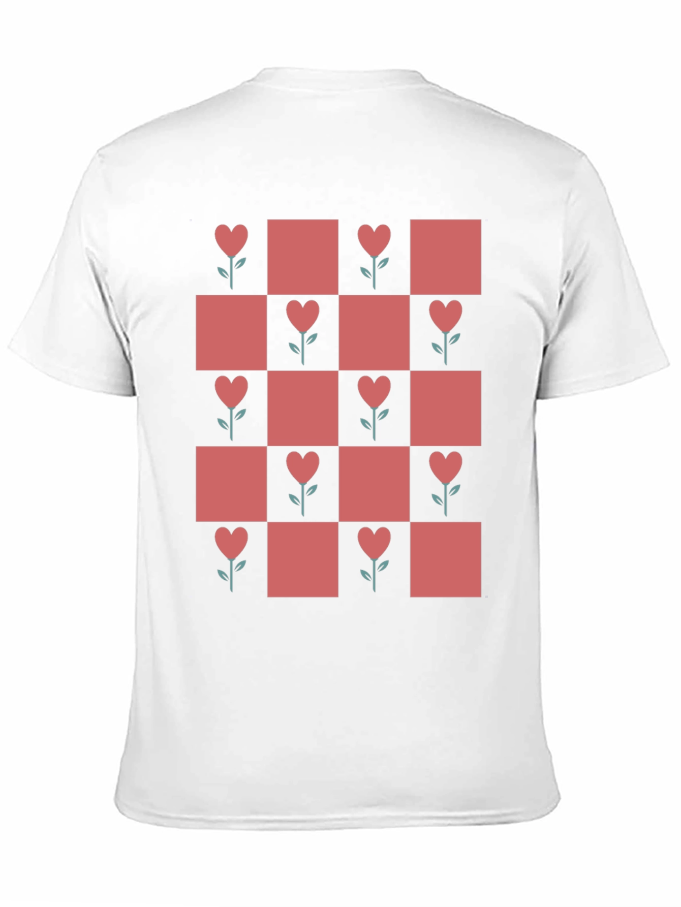 Heart Flower Checkered Black Tee