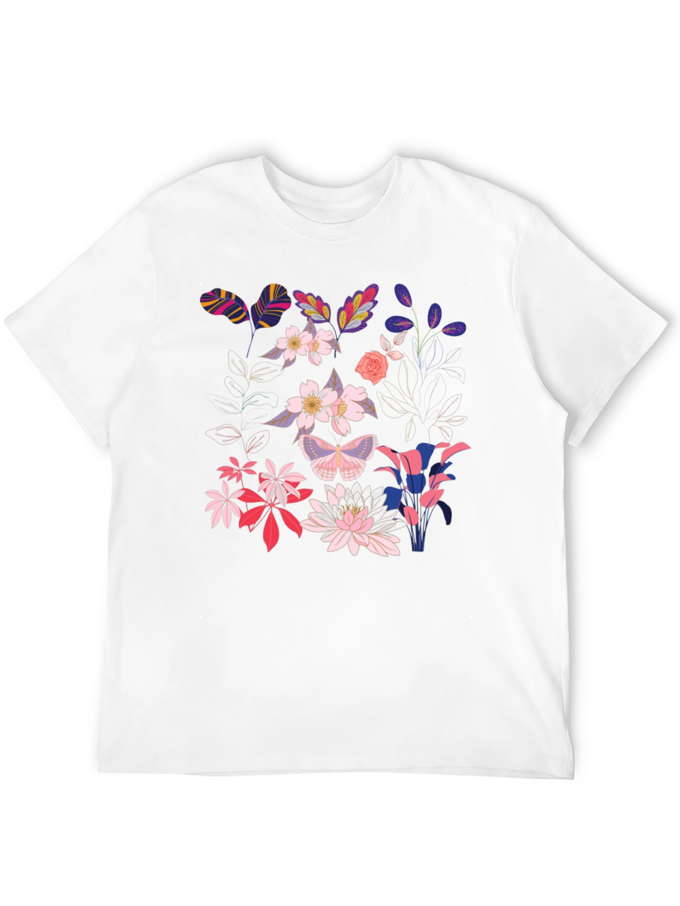 Floral Print Black T-Shirt for Men