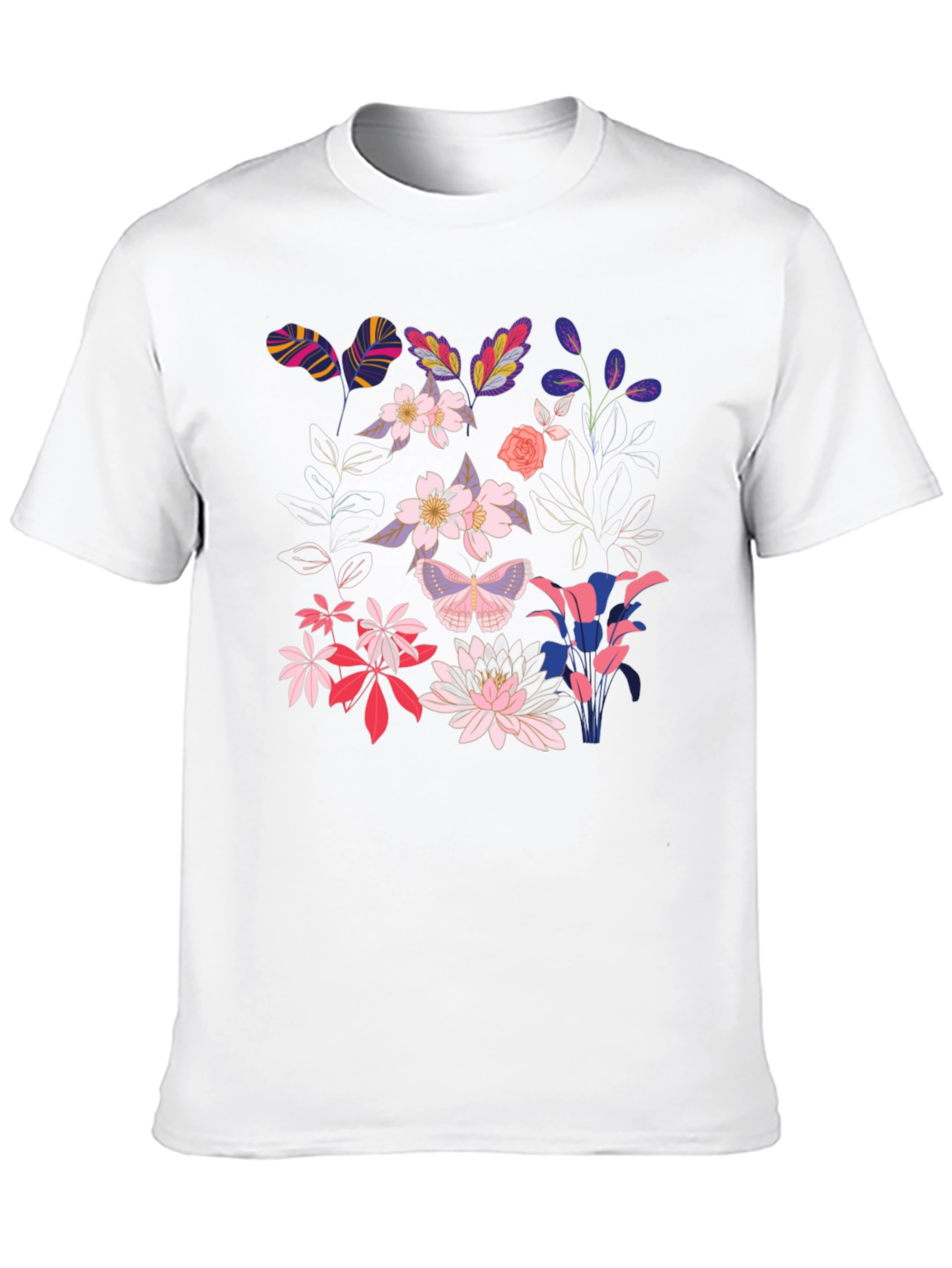 Floral Print Black T-Shirt for Men