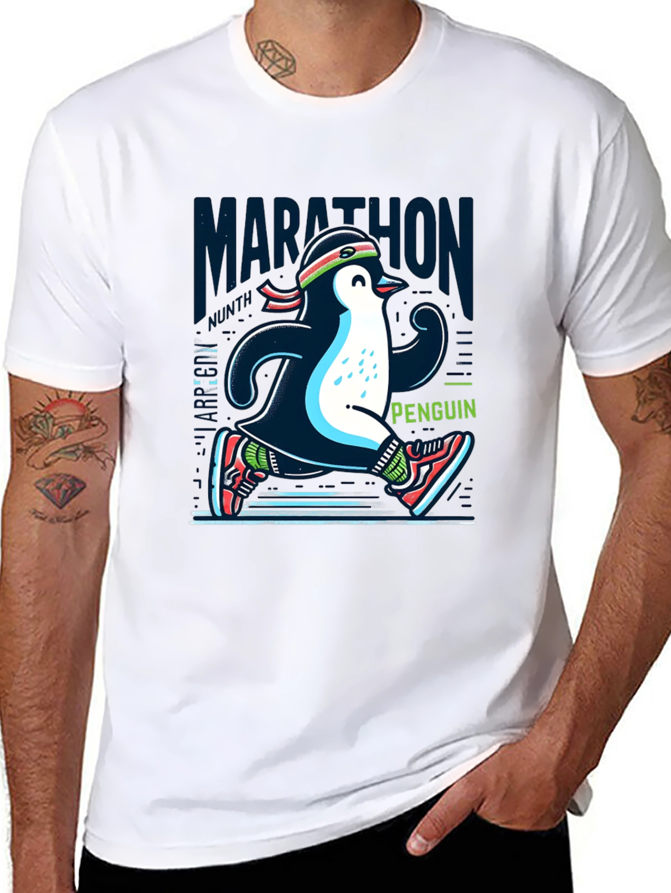 Marathon Penguin Running T-Shirt