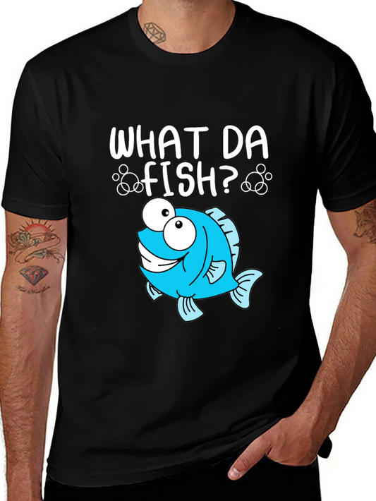 What Da Fish? Cartoon Graphic Tee - Soft Black Cotton