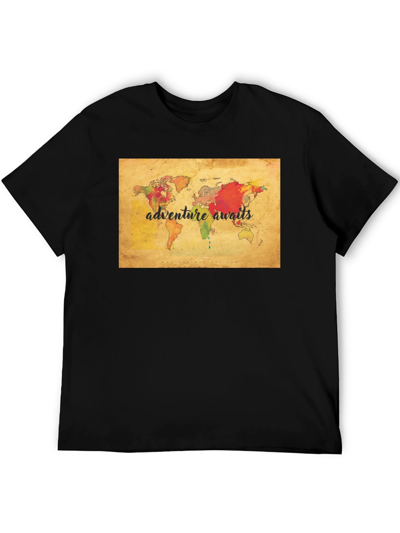 Adventure Awaits World Map Graphic Tee - Black