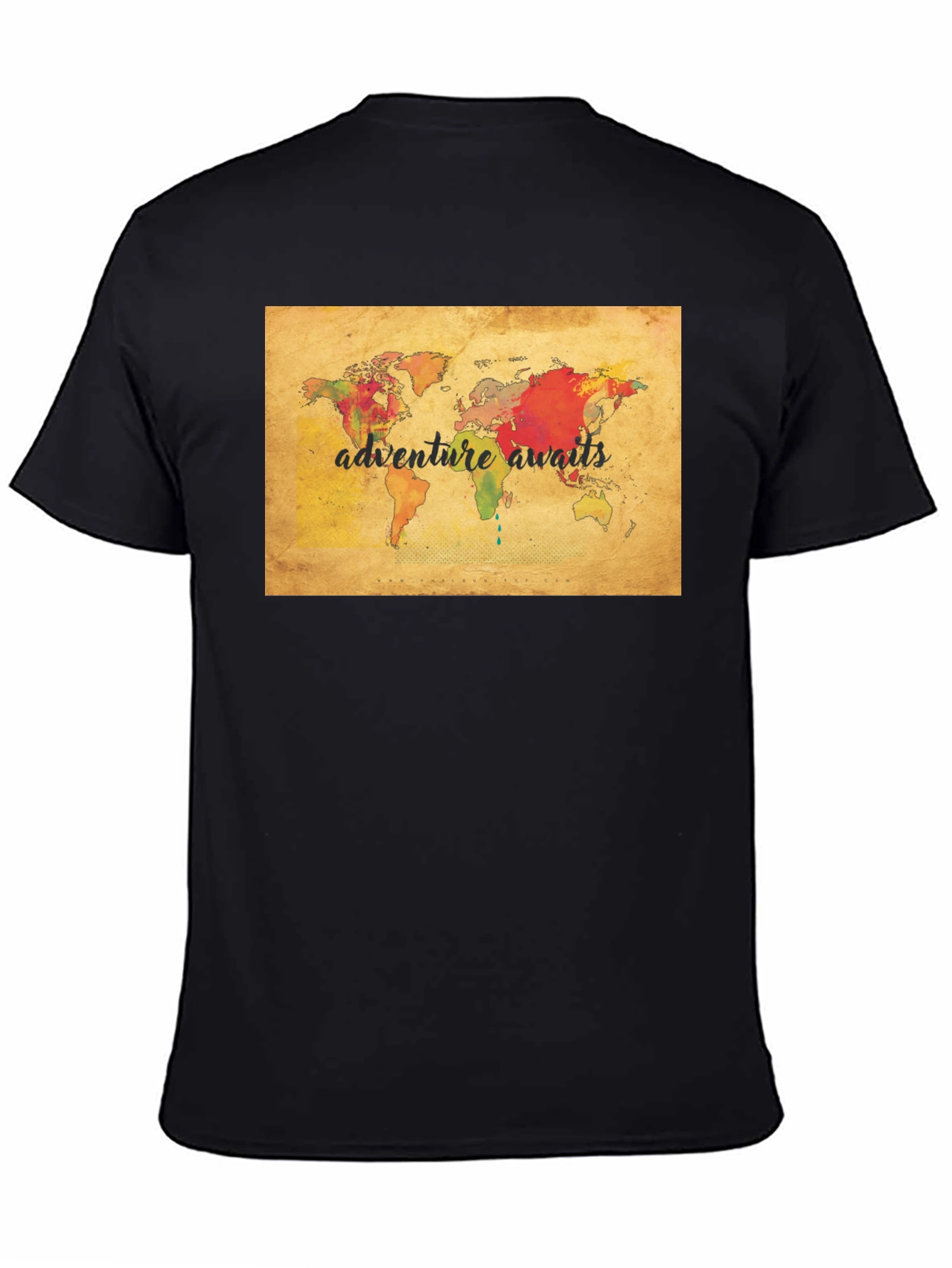 Adventure Awaits World Map Graphic Tee - Black
