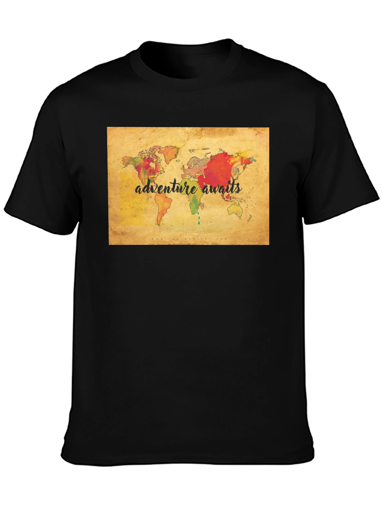 Adventure Awaits World Map Graphic Tee - Black