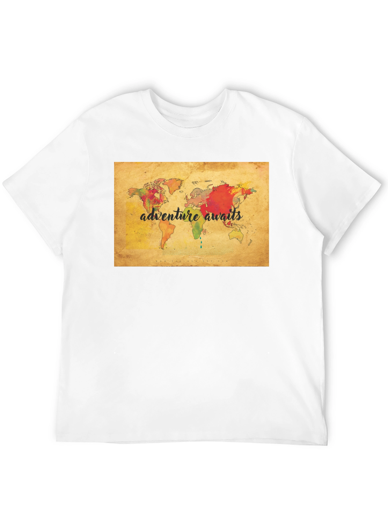 Adventure Awaits World Map Graphic Tee - Black