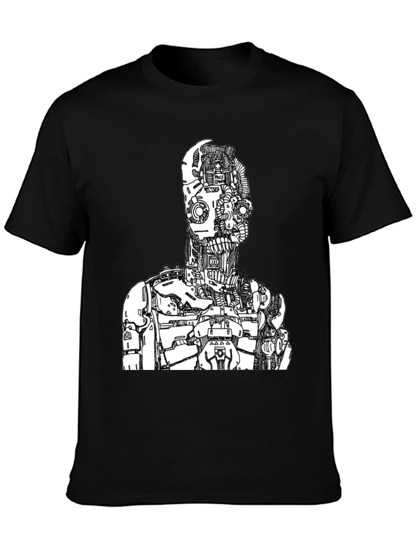 Black Robot Graphic Print Tee