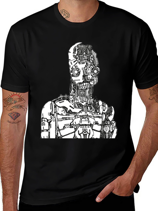 Black Robot Graphic Print Tee