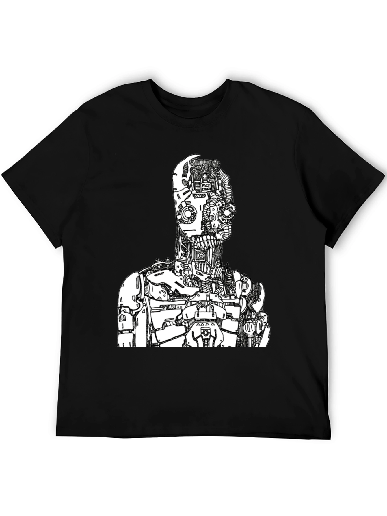 Black Robot Graphic Print Tee
