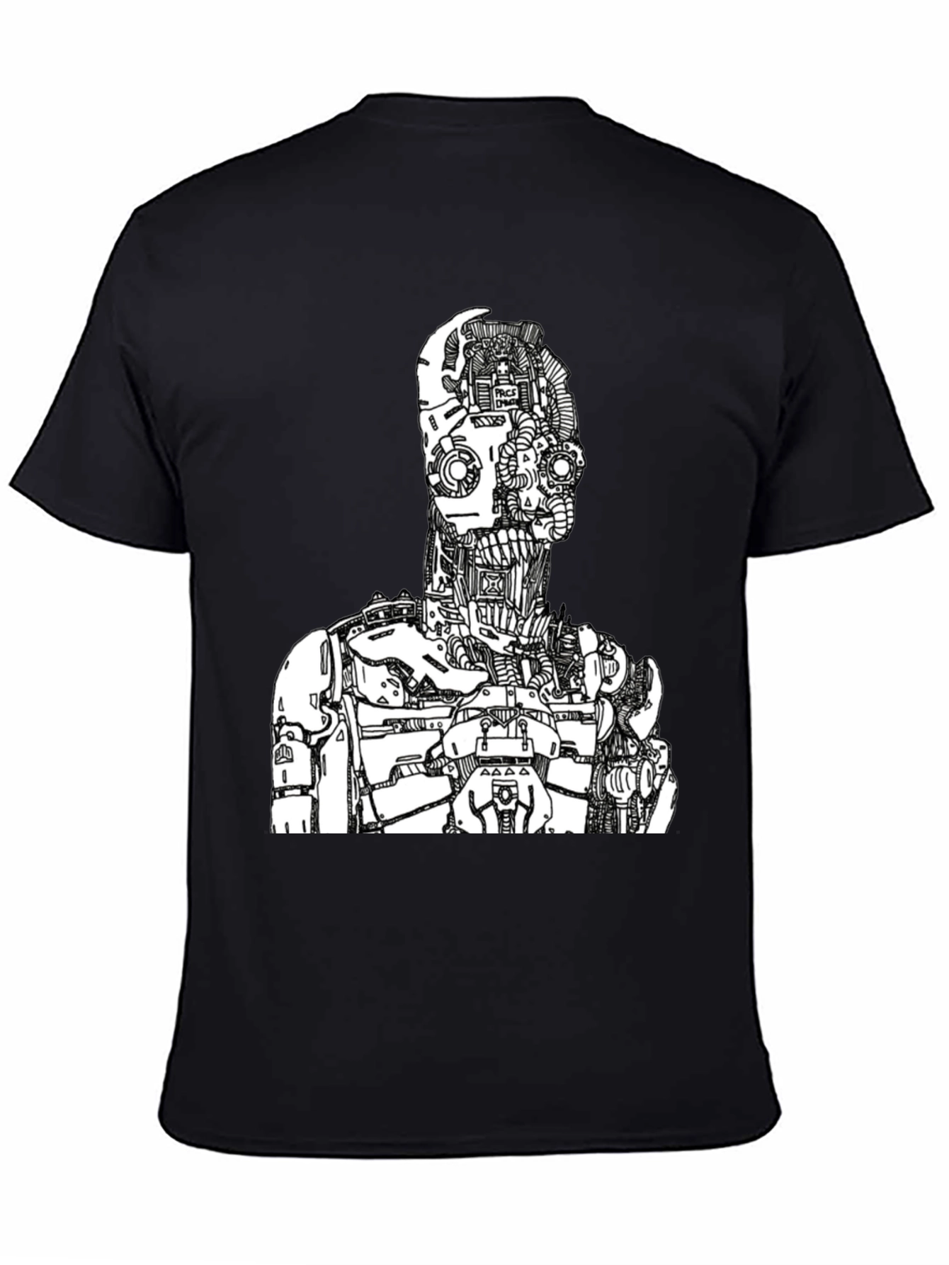 Black Robot Graphic Print Tee