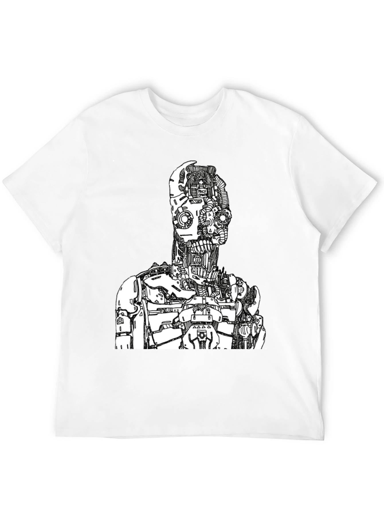Black Robot Graphic Print Tee