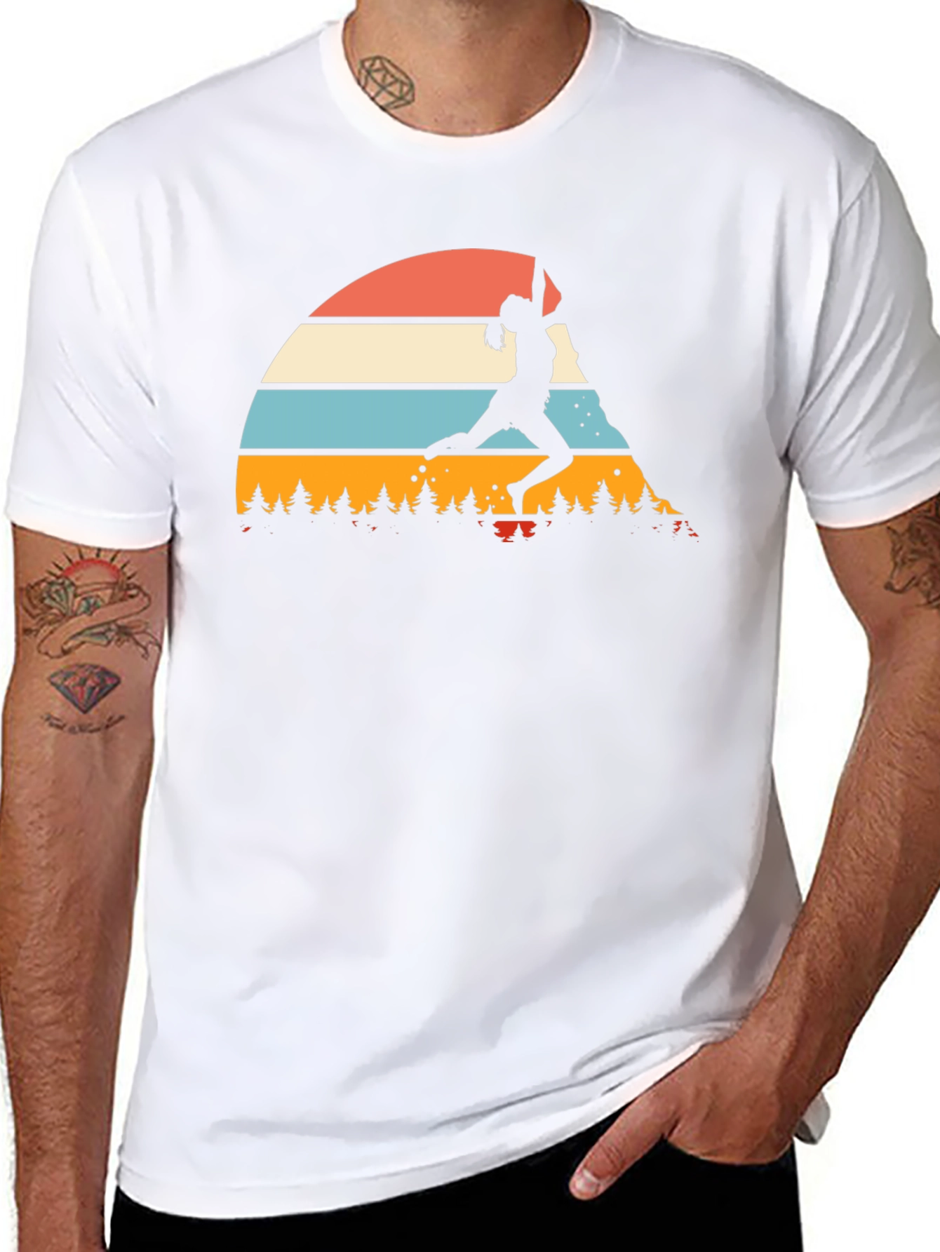 Climbing Retro Sunset Graphic Tee - Black