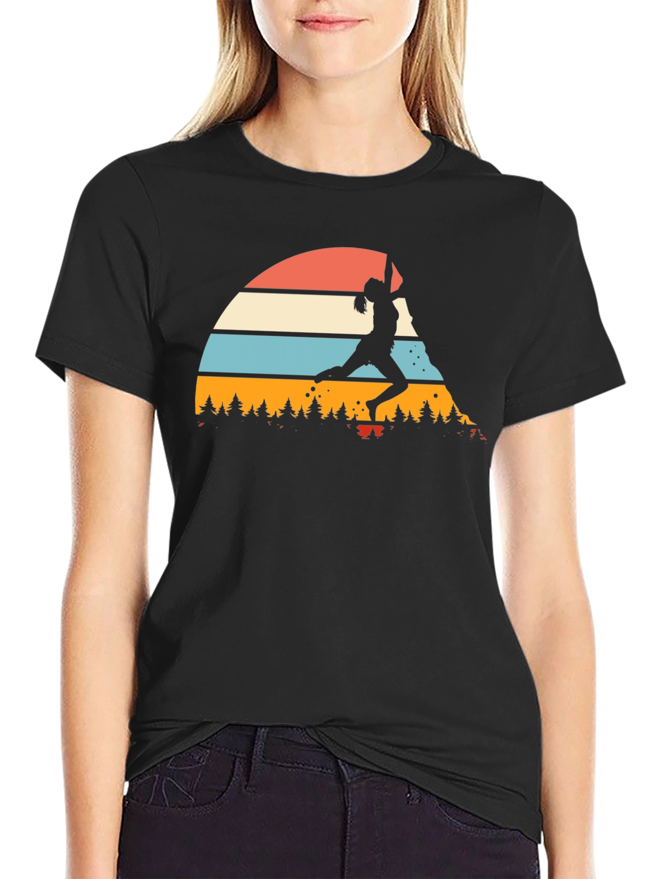 Climbing Retro Sunset Graphic Tee - Black