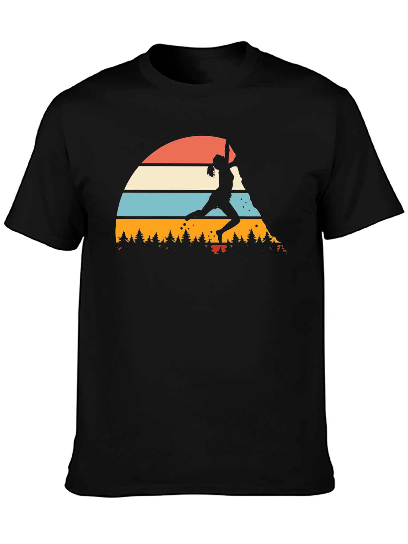 Climbing Retro Sunset Graphic Tee - Black