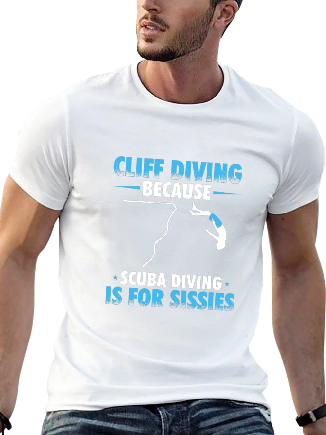 Cliff Diving T-Shirt - Scuba Diving Sissies Funny Tee