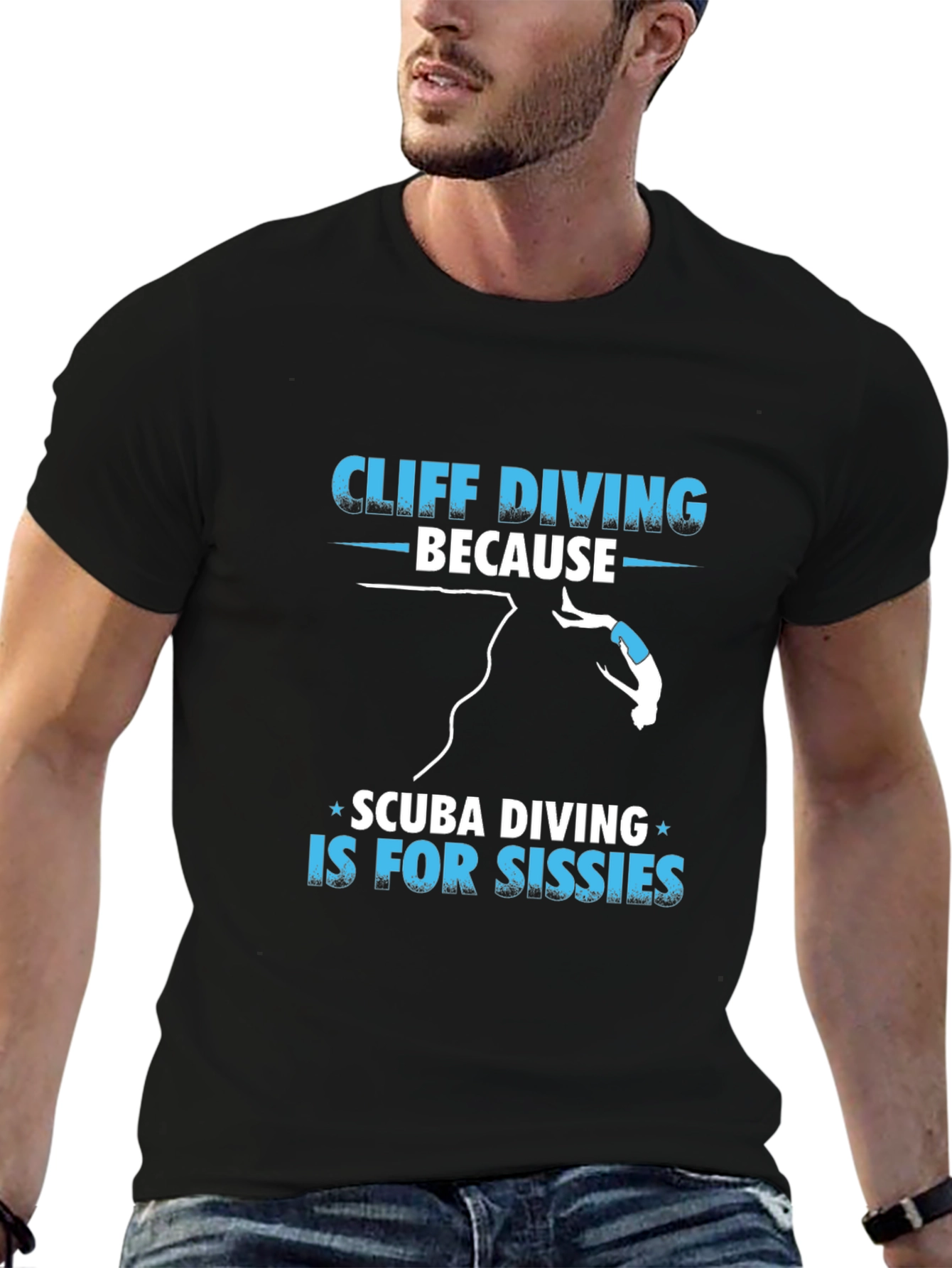 Cliff Diving T-Shirt - Scuba Diving Sissies Funny Tee