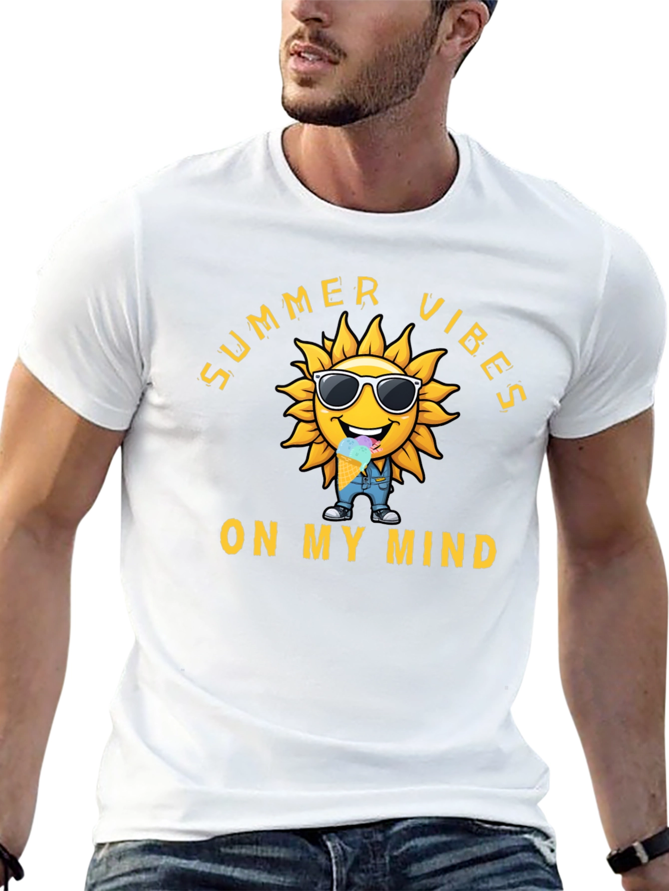 Summer Vibes Graphic Tee - Mens Black T-Shirt